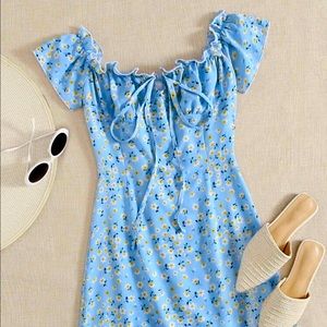 Trim tie floral dress